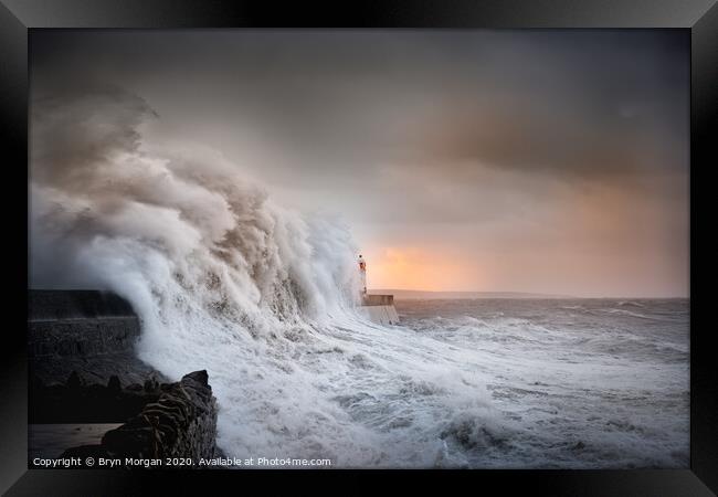 Storm wave at Porthcawl Framed Print by Bryn Morgan