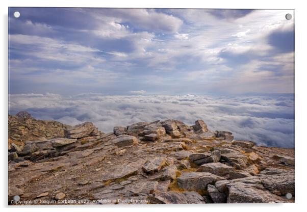 Peñalara mountain peak in Madrid, a cold day of clouds. Acrylic by Joaquin Corbalan
