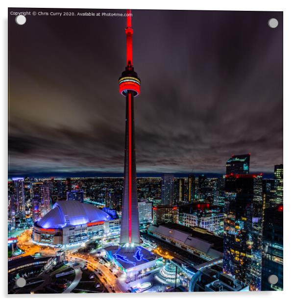 Toronto Skyline At Night CN Tower Ontario Canada Acrylic by Chris Curry