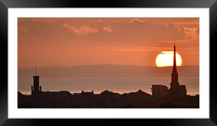 Sun setting behind Ayr buildings, Scotland Framed Mounted Print by Allan Durward Photography