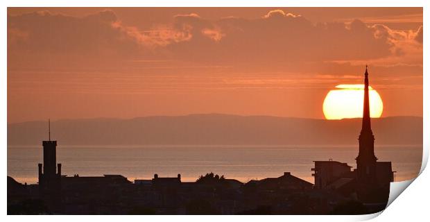 Sun setting behind  auld Ayr buildings, Scotland Print by Allan Durward Photography
