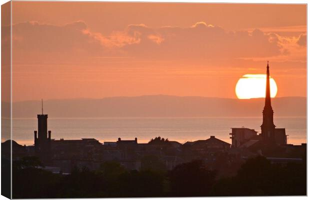 Ayr town view of setting sun Canvas Print by Allan Durward Photography