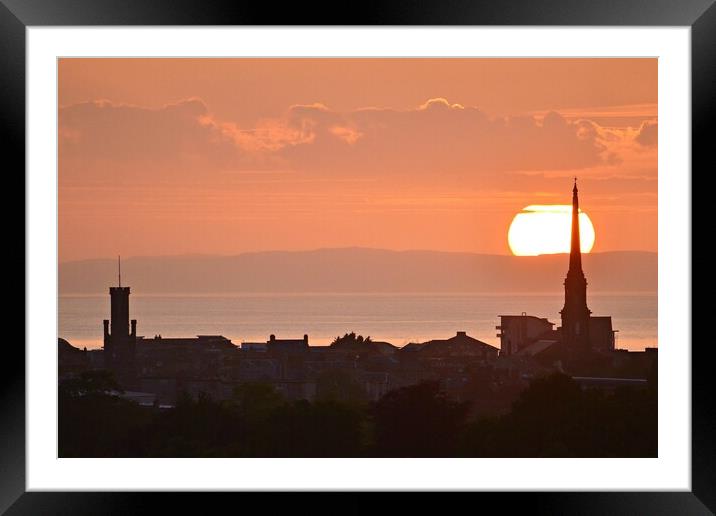 Ayr town view of setting sun Framed Mounted Print by Allan Durward Photography