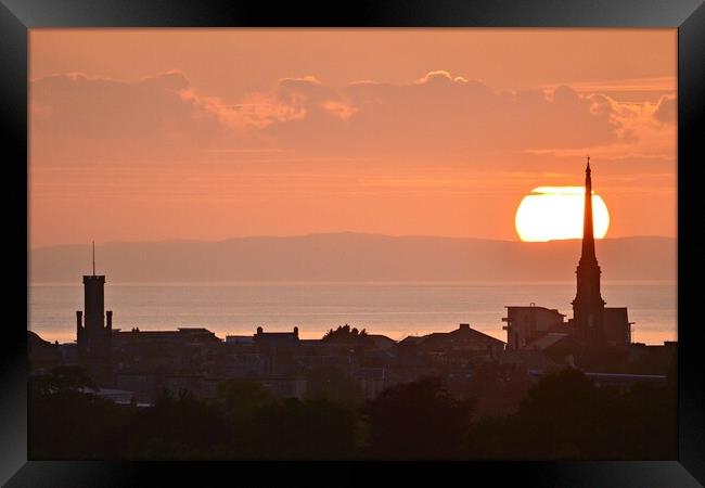 Ayr town view of setting sun Framed Print by Allan Durward Photography