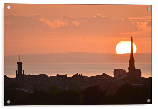 Ayr town view of setting sun Acrylic by Allan Durward Photography