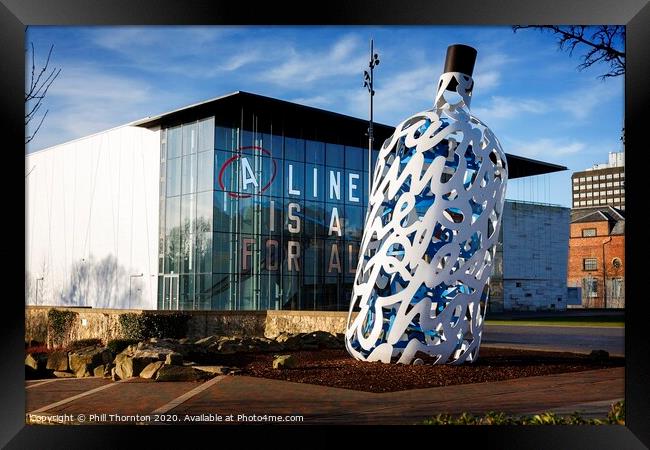 Bottle O' Noters sculpture in Middlesbrough. Framed Print by Phill Thornton