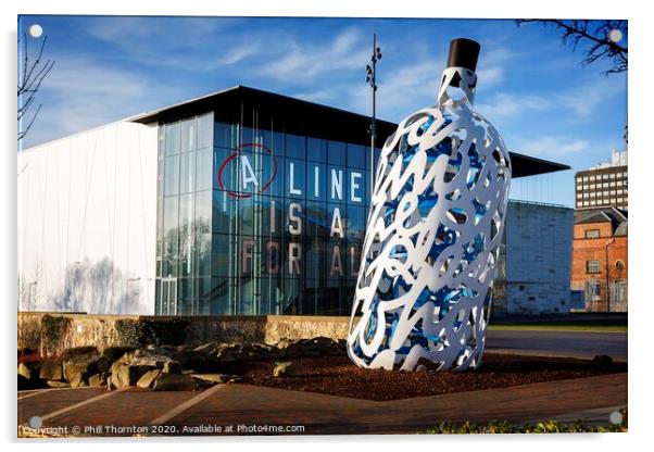 Bottle O' Noters sculpture in Middlesbrough. Acrylic by Phill Thornton