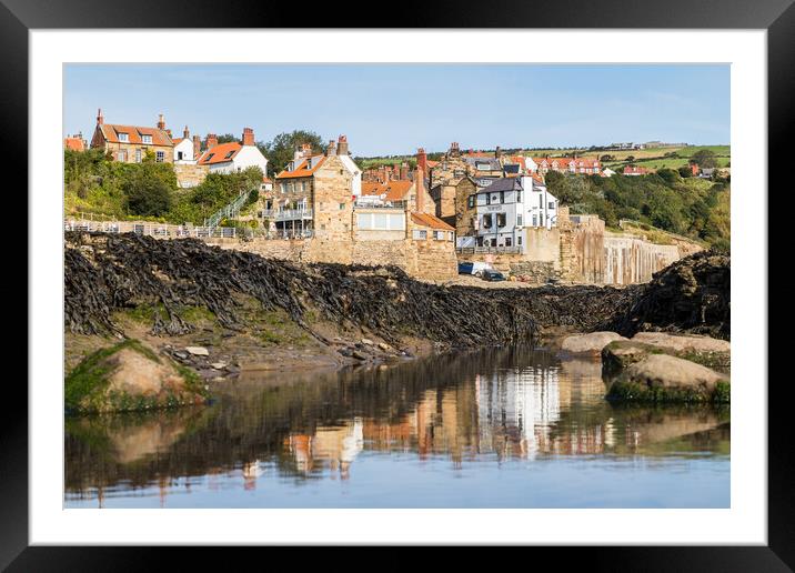 Reflections of Robin Hoods Bay in the rock pools Framed Mounted Print by Jason Wells