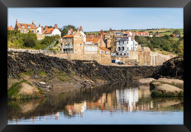 Reflections of Robin Hoods Bay in the rock pools Framed Print by Jason Wells