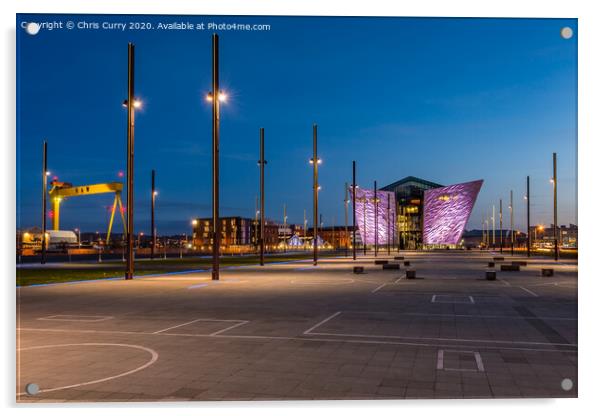 Titanic Belfast Cityscape Harland and Wolff Cranes Acrylic by Chris Curry