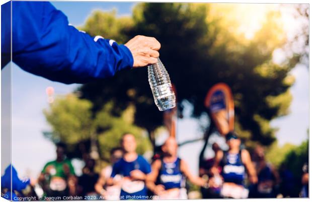 Drinking water is important when we exercise like running to avoid becoming dehydrated. Canvas Print by Joaquin Corbalan