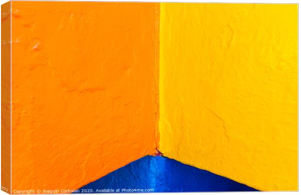 Abstract background of variable geometry and intense yellow and blue colors. Canvas Print by Joaquin Corbalan