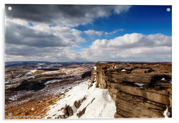 Winter view across Stanage Edge Acrylic by Phill Thornton
