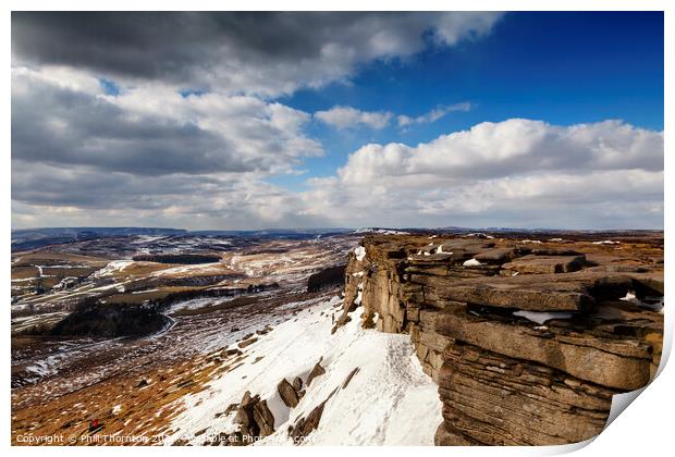 Winter view across Stanage Edge Print by Phill Thornton