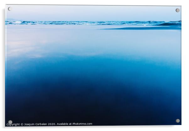 Silky calm water background with waves in the background and calm sea. Acrylic by Joaquin Corbalan