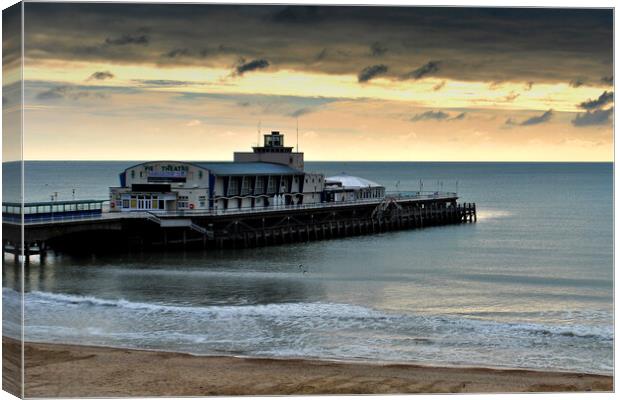 Bournemouth Pier And Beach Dorset England Canvas Print by Andy Evans Photos