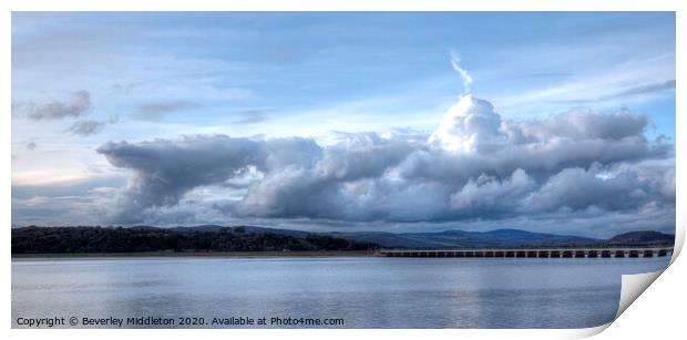 Clouds over Arnside viaduct Print by Beverley Middleton