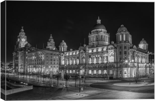 The Three Graces in Liverpool Canvas Print by Roger Green