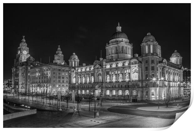 The Three Graces in Liverpool Print by Roger Green