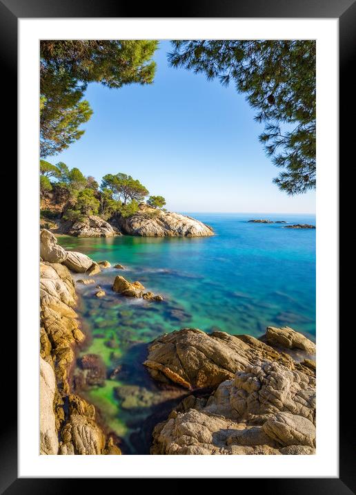 Nice landscape of the Spanish coastal in Costa Brava, Playa de A Framed Mounted Print by Arpad Radoczy