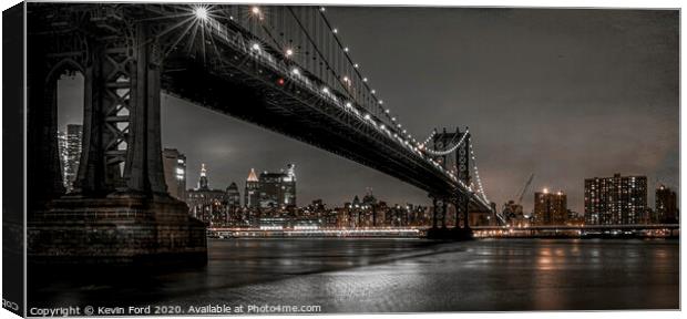Manhattan Bridge at Night Canvas Print by Kevin Ford