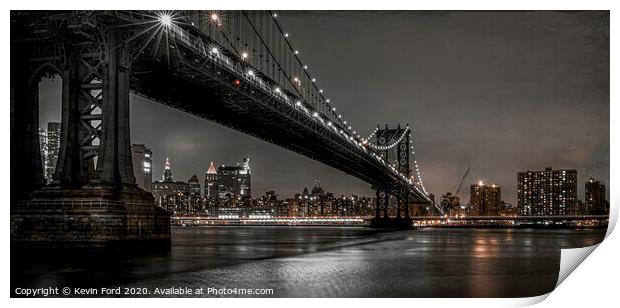 Manhattan Bridge at Night Print by Kevin Ford