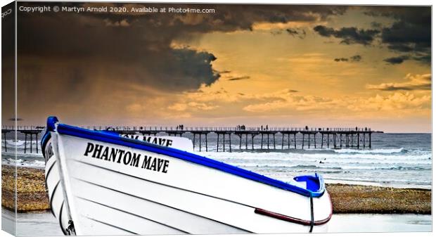 Stormy Skies Over Saltburn Canvas Print by Martyn Arnold