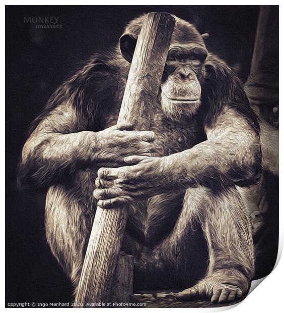 Monkey warrior Print by Ingo Menhard