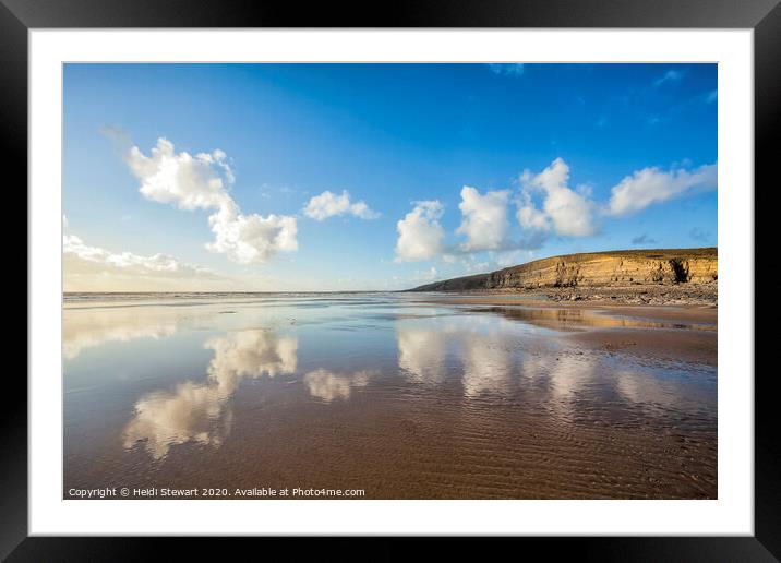 Dunraven Bay Reflections Framed Mounted Print by Heidi Stewart
