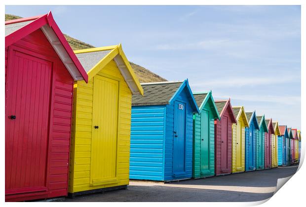 Pretty beach huts in Whitby Print by Jason Wells