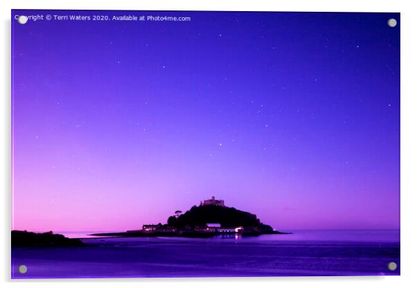 St Michael's Mount at Night Acrylic by Terri Waters