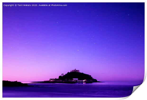 St Michael's Mount at Night Print by Terri Waters