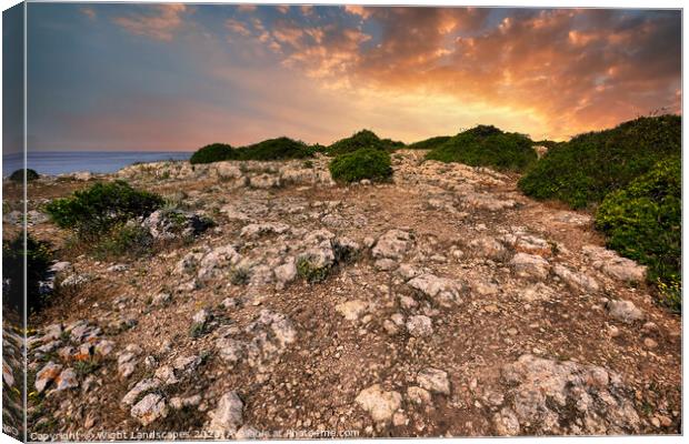 Clifftop Sunset Carvoeiro Canvas Print by Wight Landscapes