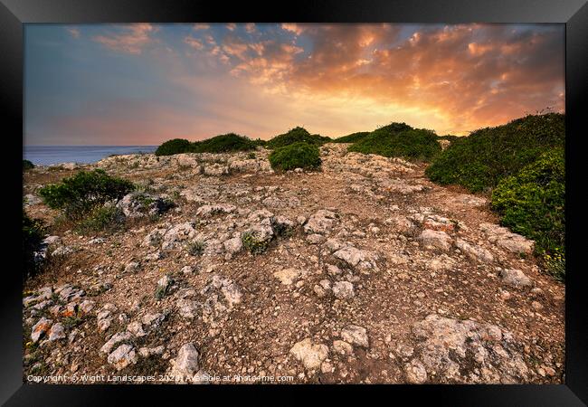 Clifftop Sunset Carvoeiro Framed Print by Wight Landscapes