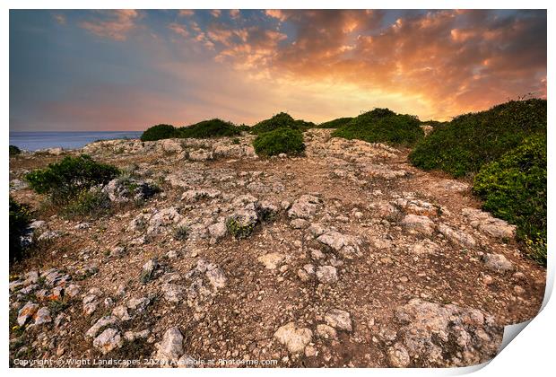 Clifftop Sunset Carvoeiro Print by Wight Landscapes