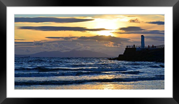 Ayr beach in the evening as sun setting Framed Mounted Print by Allan Durward Photography