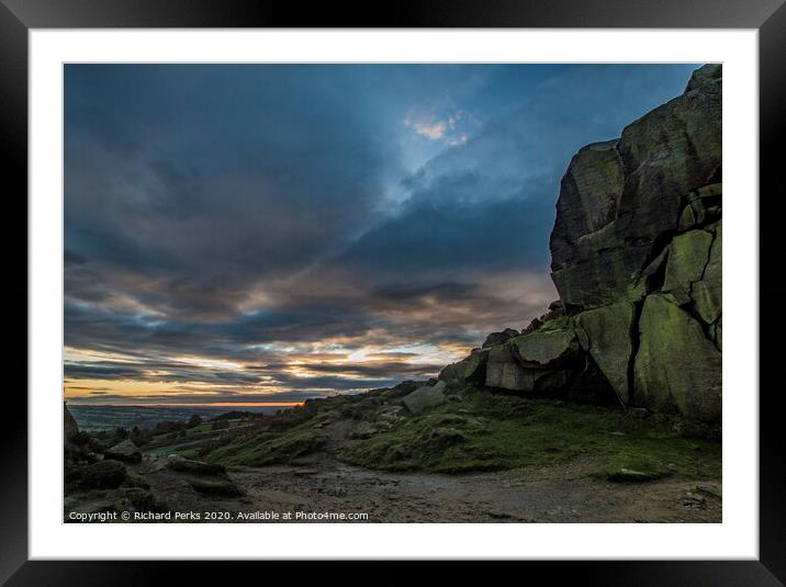 daybreak in the cow and calf Framed Mounted Print by Richard Perks