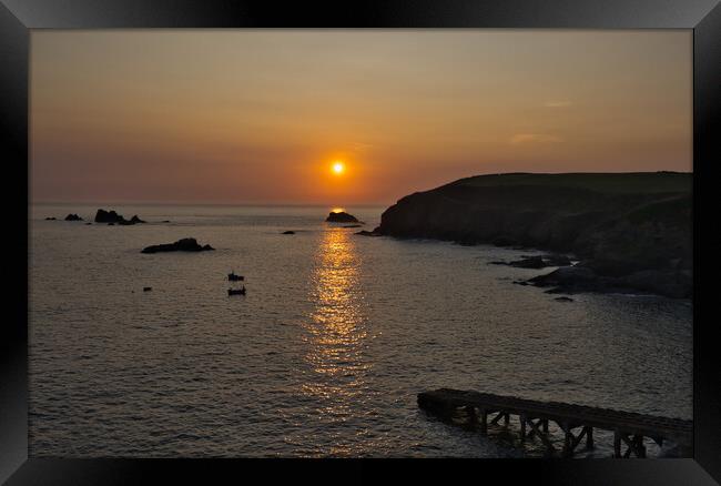 Sunset at Lizard Point, Cornwall Framed Print by Nathalie Naylor