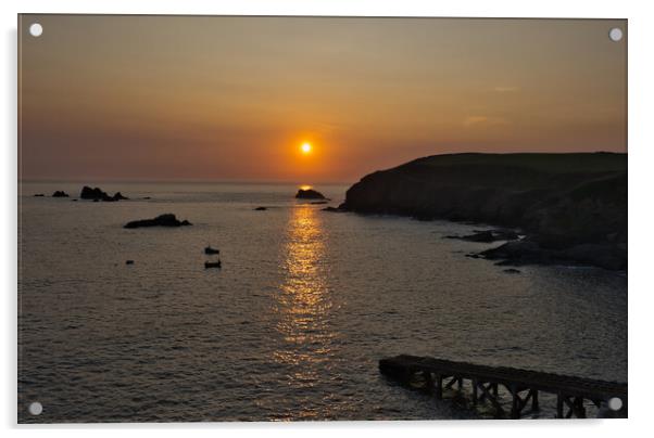 Sunset at Lizard Point, Cornwall Acrylic by Nathalie Naylor