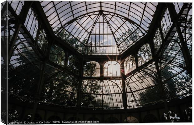 Interior of the Crystal Palace in Madrid, a must for tourists. Canvas Print by Joaquin Corbalan
