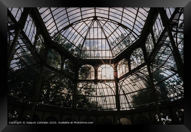 Interior of the Crystal Palace in Madrid, a must for tourists. Framed Print by Joaquin Corbalan