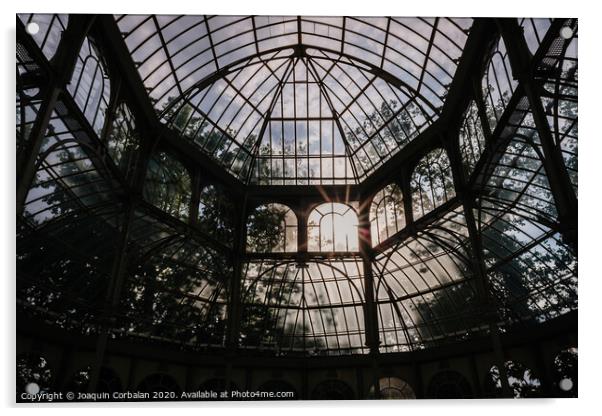 Interior of the Crystal Palace in Madrid, a must for tourists. Acrylic by Joaquin Corbalan