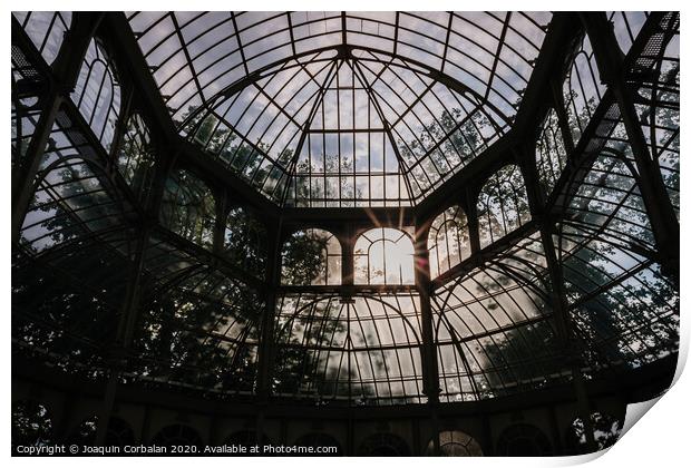 Interior of the Crystal Palace in Madrid, a must for tourists. Print by Joaquin Corbalan
