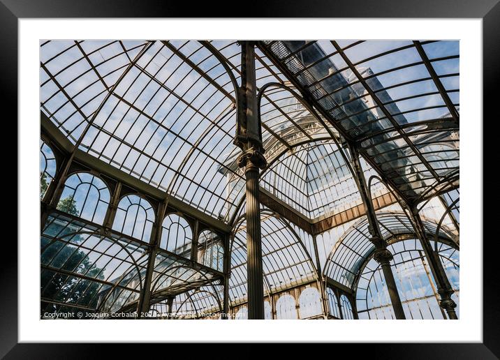 Interior of the Crystal Palace in Madrid, a must for tourists. Framed Mounted Print by Joaquin Corbalan