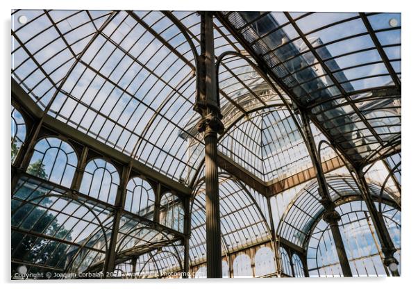 Interior of the Crystal Palace in Madrid, a must for tourists. Acrylic by Joaquin Corbalan