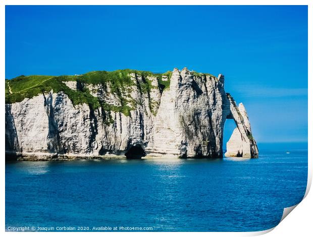 Natural rock arches and cliffs on the coast Sorrento and Capri, Italian islands with crystal clear waters where tourist boats crowd to photograph them in summer. Print by Joaquin Corbalan
