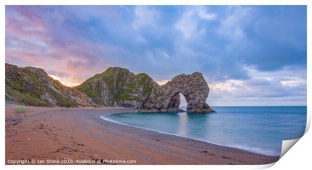 Majestic Natural Arch by the Calm Seaside Print by Ian Stone