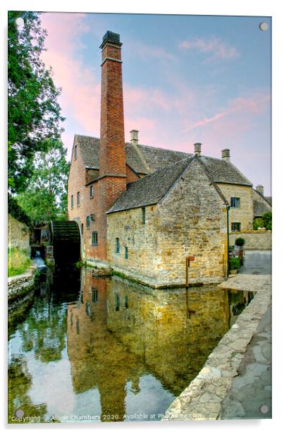 The Old Mill Lower Slaughter Acrylic by Alison Chambers