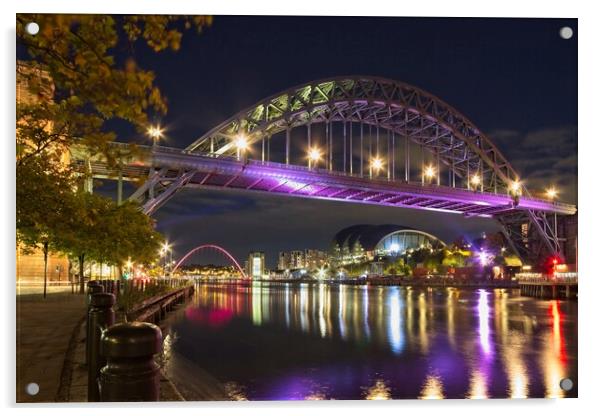 Twilight over Iconic Tyne Bridge Acrylic by Rob Cole