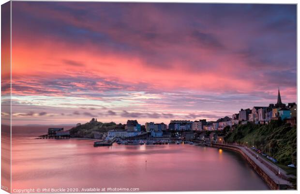 Tenby Sunrise Canvas Print by Phil Buckle